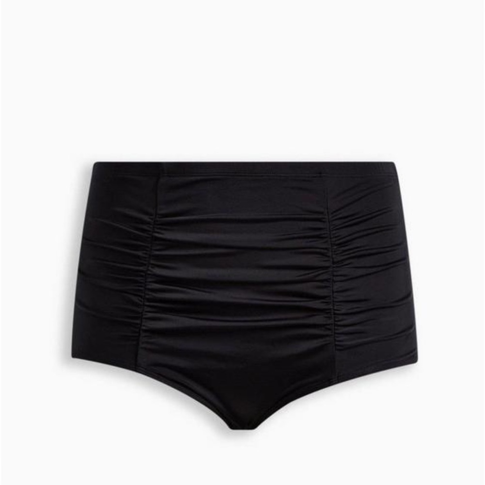 Torrid Black High Rise Ruched Swim Bottom - Picture 2 of 2